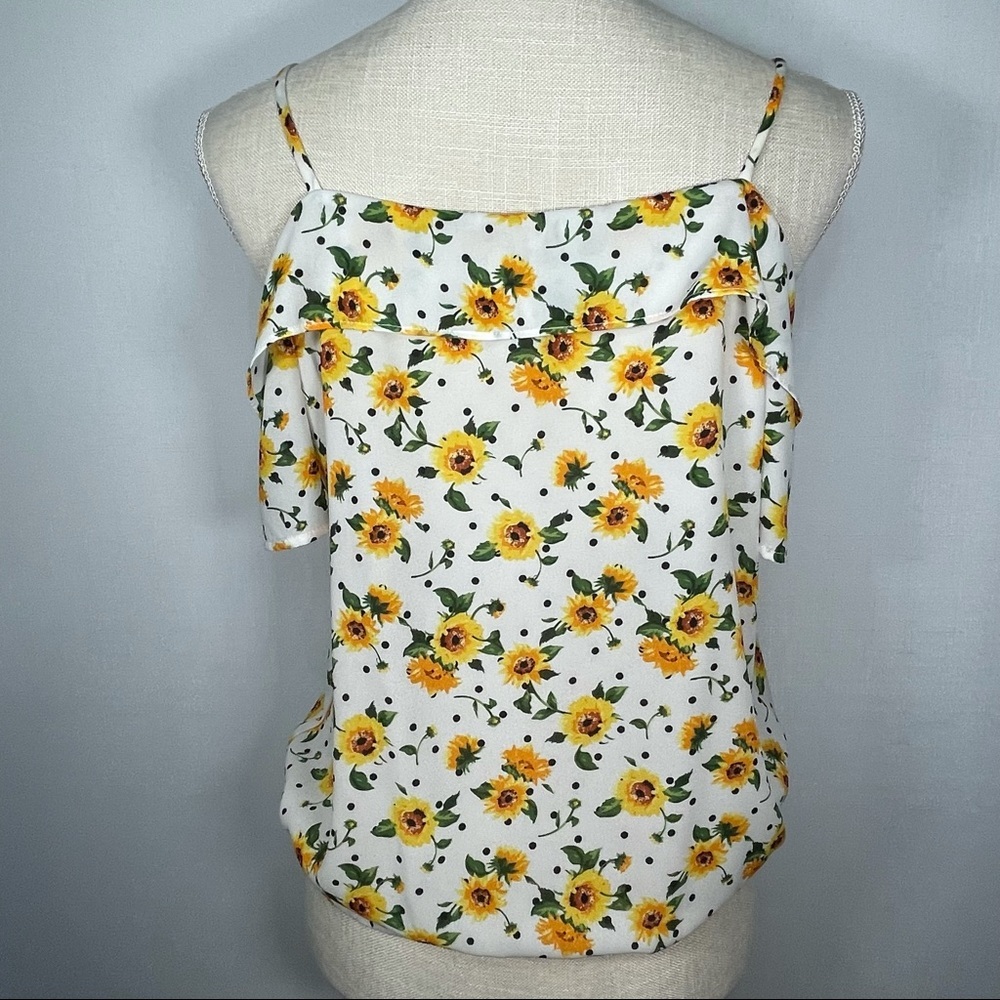 Westmoon Cold Shoulder Sunflower Elastic Waist Top